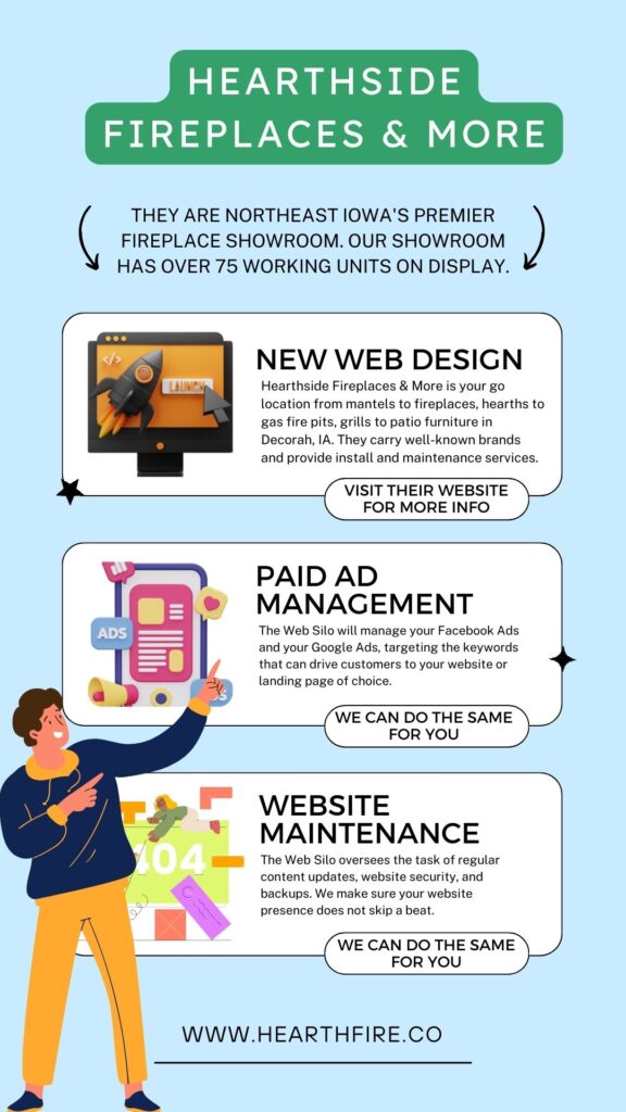 Agency Portfolio - Hearthside Fireplaces and More Client Card