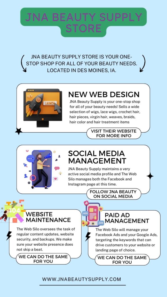 Agency Portfolio - JNA Beauty Supply Store Client Card